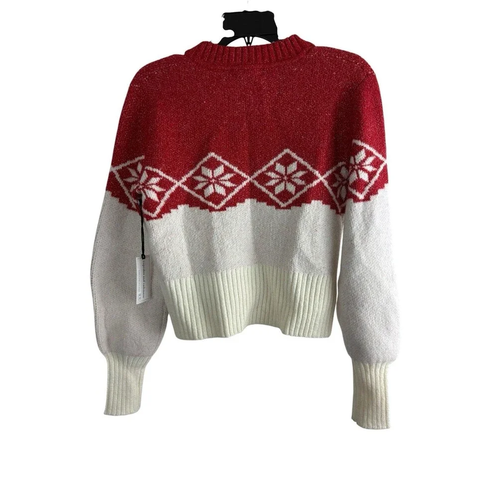 Cupcake and Cashmere Womens Sweater Size Small Red Nordic Snowflakes NEW